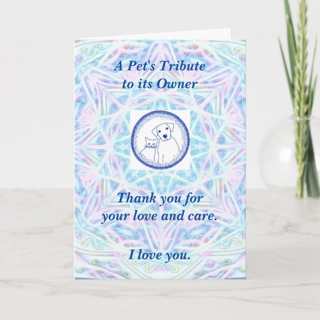 Tarjeta Poema: Un Mascota ama a su propietario, PBP, dobla (Anverso)