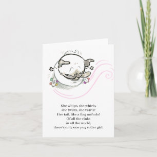 Tarjeta Poesía de Pug: Roller Pug Card