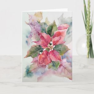 Tarjeta Poinsettia En Acuarelas