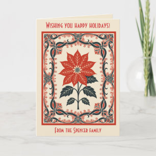 Tarjeta Poinsettia Navidad Estilo Mínimo Nórdico