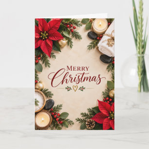 Tarjeta Poinsettia Navidad Spa Feliz Navidad