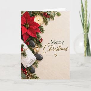 Tarjeta Poinsettia Navidad Spa Feliz Navidad