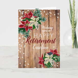 Tarjeta Poinsettia para Navidades de jubilación ru