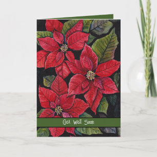 Tarjeta Poinsettias vibrantes en acuarela