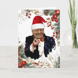 Tarjeta Poinsettias y Berries Navidades de Trump