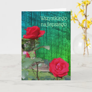 Tarjeta polaca de cumpleaños Sto Lat Red Roses