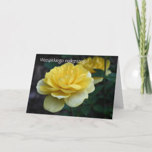 Tarjeta polaca de cumpleaños Sto Lat Yellow Rose