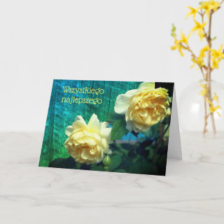 Tarjeta polaca de cumpleaños Sto Lat Yellow Roses