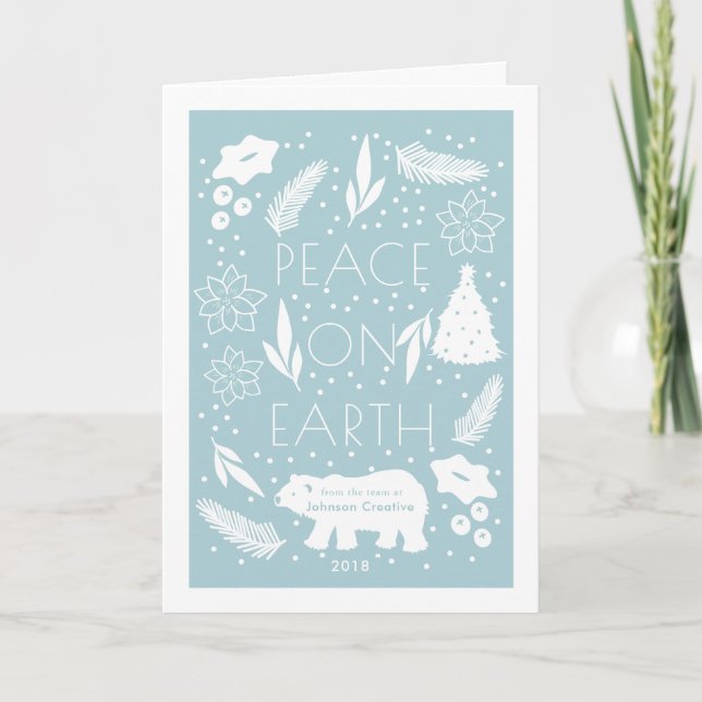 Tarjeta Polar Bear Blue Business Holiday para Navi (Anverso)