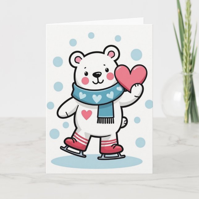 Tarjeta Polar Bear Ice Skating Love Card (Anverso)