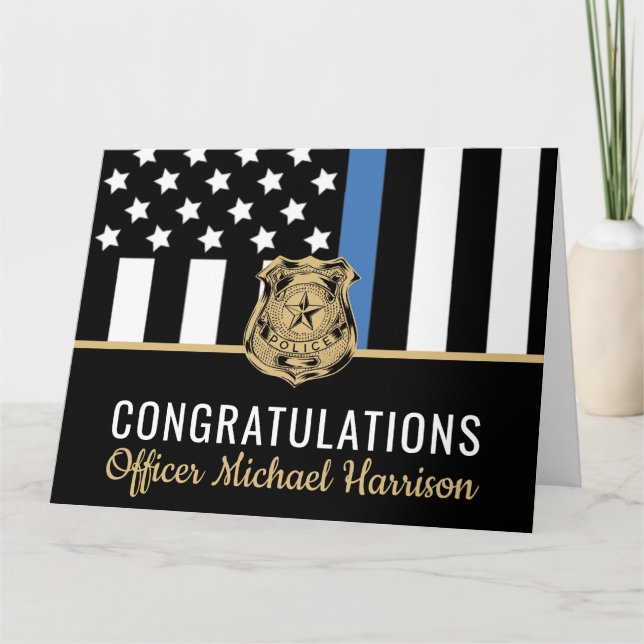 Tarjeta Police Graduation Blue Line Flag Law Enforcement (Anverso)