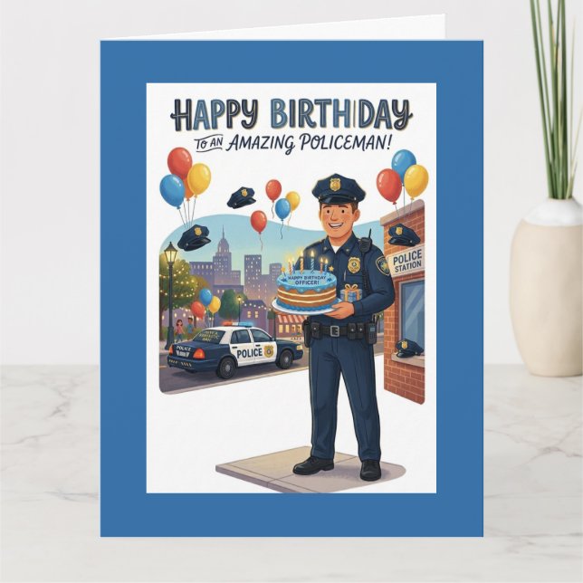 Tarjeta Policeman's Birthday (Anverso)