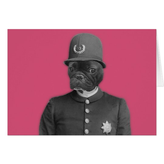 Tarjeta Policía del dogo francés del vintage