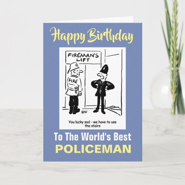 Tarjeta Policía y Chiste de bomberos - Feliz cumpleaños (Anverso)