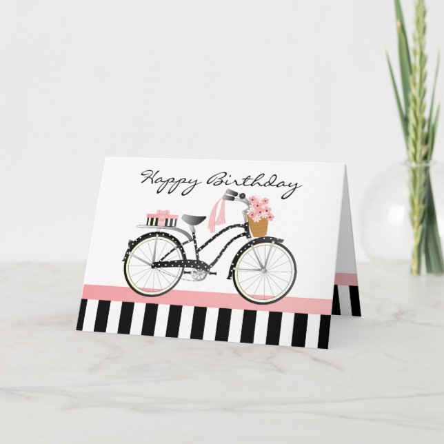 Tarjeta Polka Dot Bicicleta sólida banda de espalda blanca (Anverso)