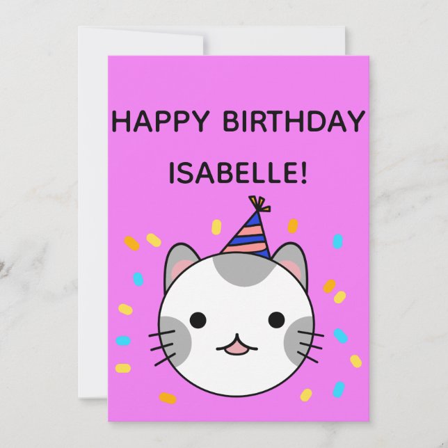 Tarjeta Polka Dot Cat | Feliz Día de Aniversario (Anverso)
