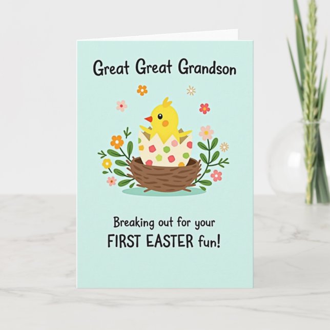 Tarjeta Polka Dot Hatchling Easter Card (Anverso)