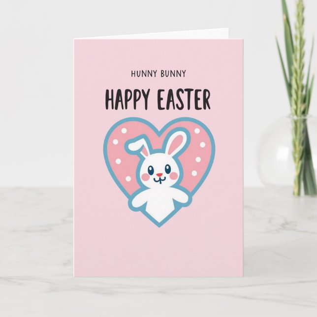 Tarjeta Polka Dot Heart Bunny Card (Anverso)