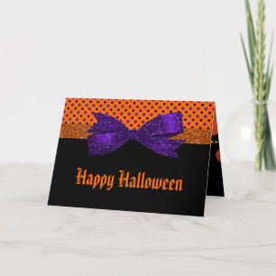 Tarjeta Polka Dot Naranja Purple Black Halloween