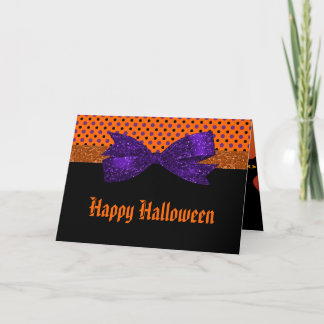 Tarjeta Polka Dot Naranja Purple Black Halloween