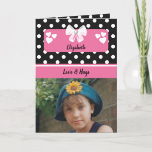 Tarjeta Polka negro y rosa hace foto del saludo de cumplea