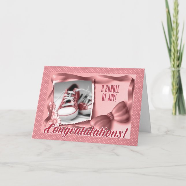 Tarjeta Polka rosa hace felicitaciones a nuevos padres (Anverso)
