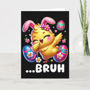 Tarjeta Pollita Bruh haciendo dabbing Feliz día de Pascua