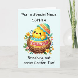 Tarjeta Pollita de Pascua de sobrina que sale del caparazó