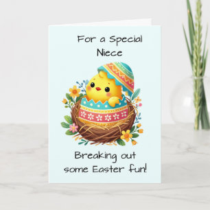 Tarjeta Pollita de Pascua de sobrina que sale del caparazó