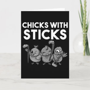 Tarjeta Pollitas Divertidas Con Palos Regalo Para Chicas D