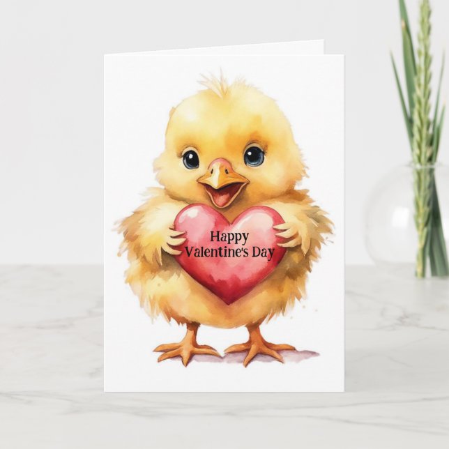 Tarjeta Pollito de bebé adorable día de San Valentín (Anverso)