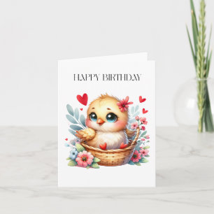 Tarjeta Pollito de cumpleaños lindo.