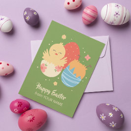Tarjeta Pollito de jardín de Pascua