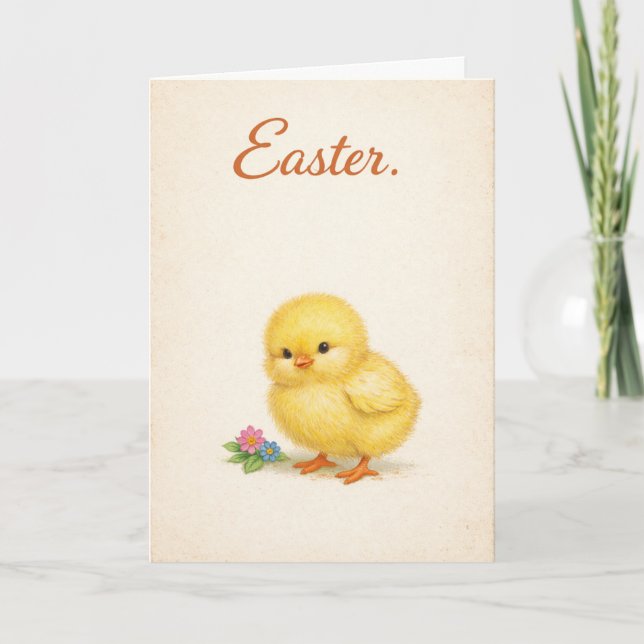 Tarjeta Pollito de Pascua - Divertido (Anverso)
