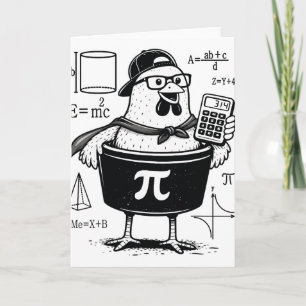 Tarjeta Pollito Divertido Calculadora Sosteniendo Profesor
