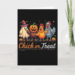 Tarjeta Pollito Divertido O Trata Bruja De Halloween Pollo