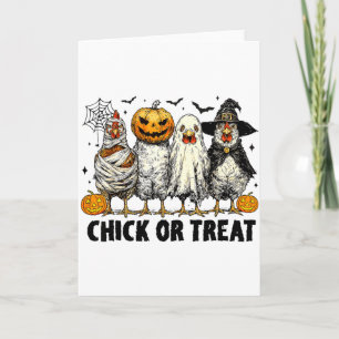 Tarjeta Pollito Divertido O Truco Halloween Bruja Gallina