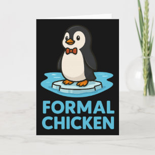 Tarjeta Pollito Formal Pingüino Divertido Sobre el Hielo C