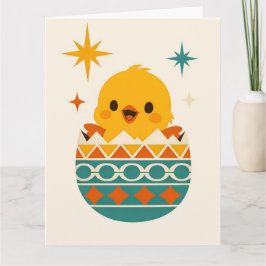 Tarjeta Pollito Lindo en Huevo de Pascua