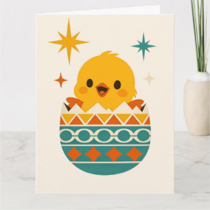 Tarjeta Pollito Lindo en Huevo de Pascua