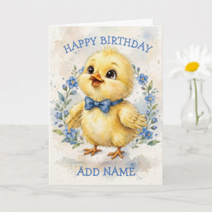 Tarjeta Pollito Macho: Cumpleaños de Animalito con Lazo Pa
