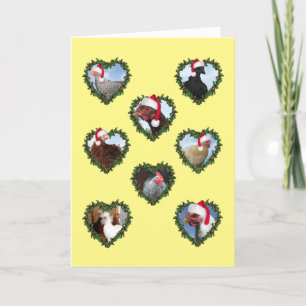 Tarjeta Pollitos de Navidad en guirnaldas de corazones