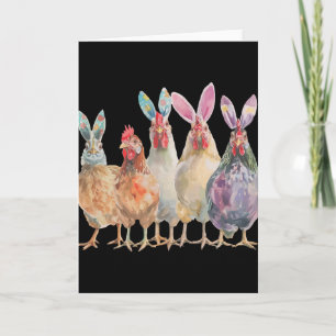 Tarjeta Pollitos divertidos de Pascua con orejas de conejo