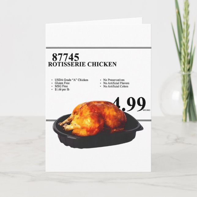 Tarjeta Pollo a la Parrilla 4.99 Funny Chicken  (Anverso)