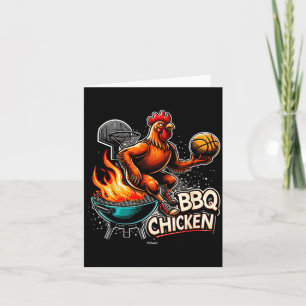 Tarjeta Pollo a la parrilla BBQ jugando béisbol flamígero