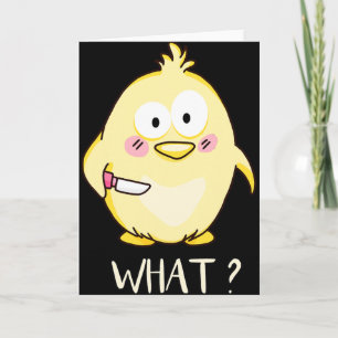 Tarjeta Pollo Adorable Con Cuchillo - Humor Para Adultos A