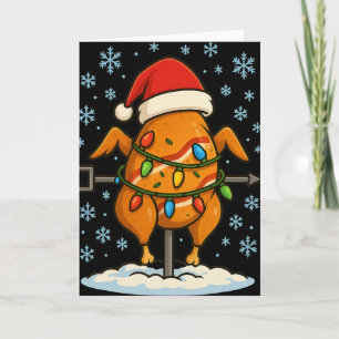 Tarjeta Pollo Asado Envuelto en Luces Divertidas de Navida