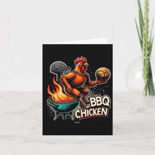 Tarjeta Pollo barbacoa a la parrilla jugando baloncesto fl