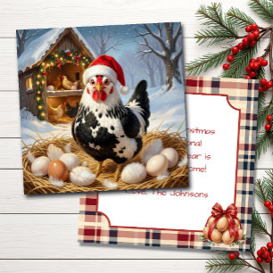 Tarjeta Pollo blanco y negro y broma de Navidad   Divertid
