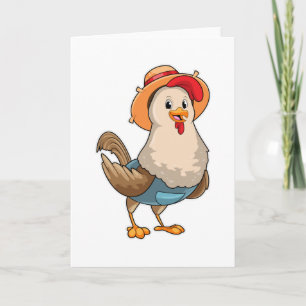 Tarjeta Pollo como granjero con Gorra